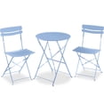 thumbnail image 1 of Best Choice Products 3-Piece Small Bistro Set, Folding Patio Furniture Set of 2 Chairs and Table - Light Blue, 1 of 9