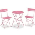 thumbnail image 1 of Best Choice Products 3-Piece Small Bistro Set, Folding Patio Furniture Set of 2 Chairs and Table - Pink, 1 of 9