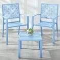 thumbnail image 1 of Best Choice Products 3-Piece Stackable Patio Bistro Set, Outdoor Chat Furniture w/ 2 Chairs, Table - Sky Blue, 1 of 8
