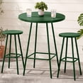 thumbnail image 1 of Best Choice Products 3-Piece Steel Patio Bar Height Round Bistro Set w/ Backless Stools, Slatted Design - Dark Green, 1 of 9