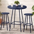 thumbnail image 1 of Best Choice Products 3-Piece Steel Patio Bar Height Round Bistro Set w/ Backless Stools, Slatted Design - Navy, 1 of 10