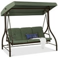 thumbnail image 1 of Best Choice Products 3-Seat Outdoor Converting Canopy Swing Glider Patio Hammock w/ Removable Cushions - Midnight Green, 1 of 9