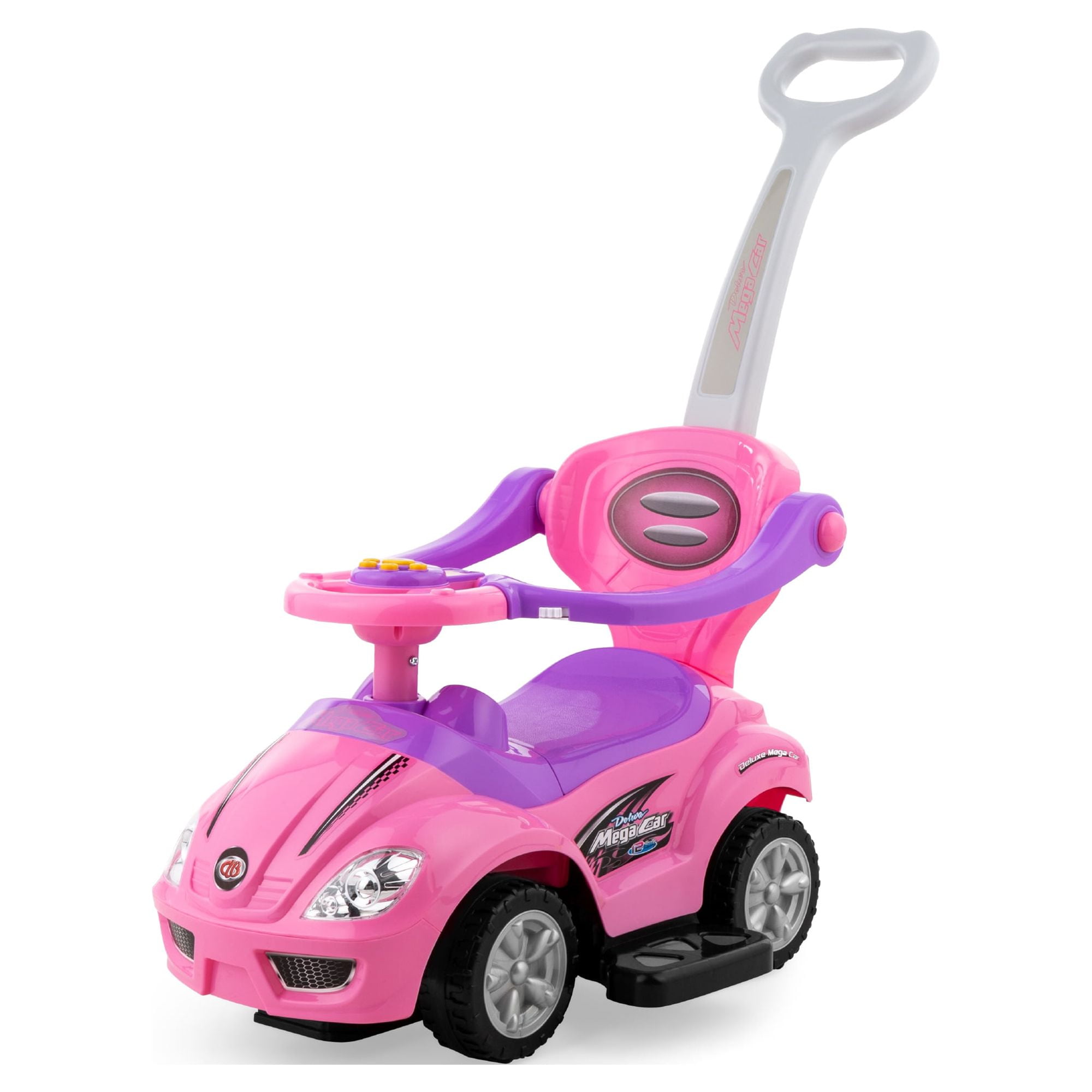 Best Choice Products 3-in-1 Kids Push and Pedal Toddler Ride On Wagon Play Toy Stroller w/ Sounds, Handle, Horn - Bubblegum Pink