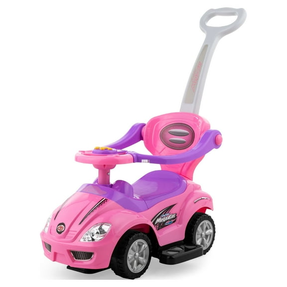 Best Choice Products 3-in-1 Kids Push and Pedal Toddler Ride On Wagon Play Toy Stroller w/ Sounds, Handle, Horn - Pink