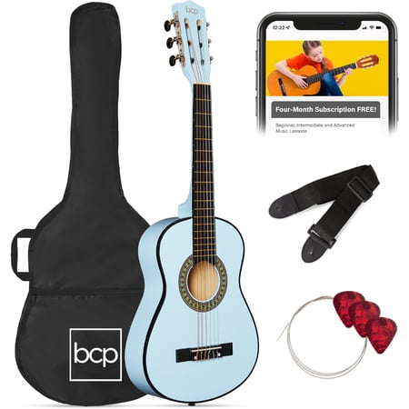 Best Choice Products 30in Kids Acoustic Guitar Beginner Starter Kit w/ Strap, Case, Strings - Light Blue