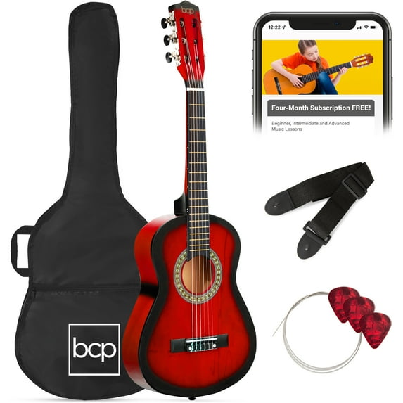 Best Choice Products 30in Kids Acoustic Guitar Beginner Starter Kit w/ Strap, Case, Strings - Redburst