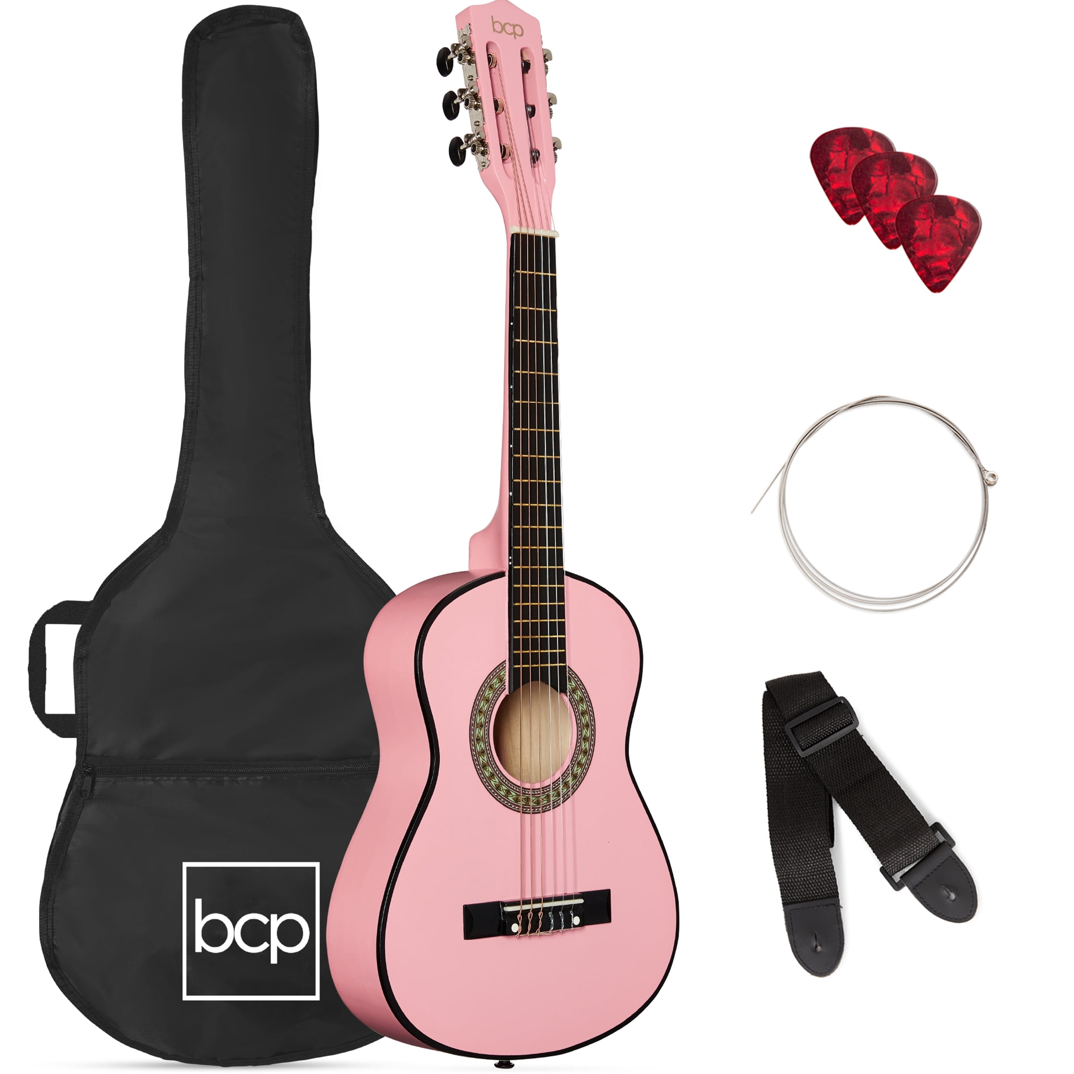 Best Choice Products 30in Kids Acoustic Guitar Beginner Starter Kit w/ Strap, Case, Strings - Pink
