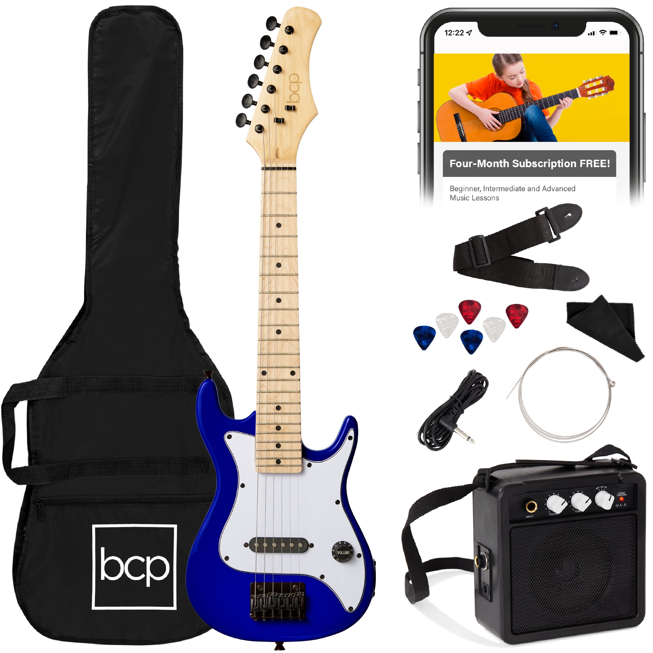 Best Choice 30in Mini Child's Electric Guitar Starter Kit w Best Choice 30in Mini Child's Electric Guitar Starter Kit w