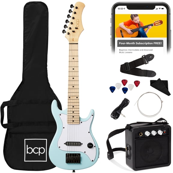 Best Choice Products 30in Kids Electric Guitar Beginner Starter Kit w/ 5W Amplifier, Strap, Case - Powder Blue