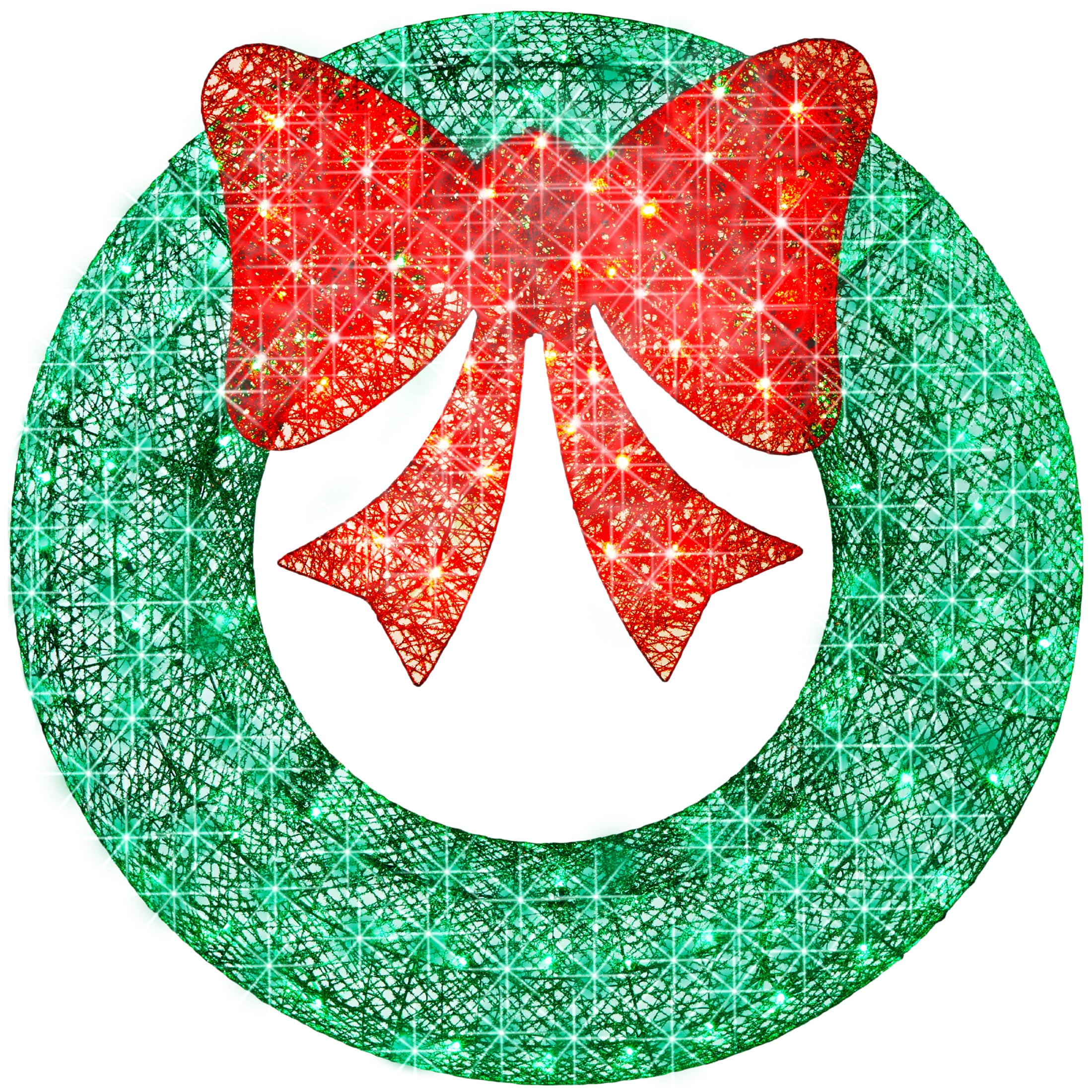 Best Choice Products 30in Pre-Lit Outdoor Christmas Wreath, LED Metal Holiday Decor w/ 100 Lights, Bow - Green/Red