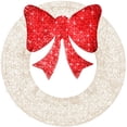 thumbnail image 1 of Best Choice Products 30in Pre-Lit Outdoor Christmas Wreath, LED Metal Holiday Decor w/ 100 Lights, Bow - White/Red, 1 of 7
