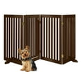 thumbnail image 1 of Best Choice Products 31.5in 4-Panel Freestanding Wooden Pet Gate w/ Walk Through Door, Adjustable Pen - Espresso, 1 of 7