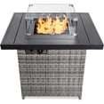 thumbnail image 1 of Best Choice Products 32in Fire Pit Table 50,000 BTU Outdoor Wicker Patio w/ Wind Guard, Glass Beads, Cover - Ash Gray, 1 of 8