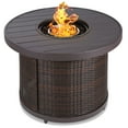 thumbnail image 1 of Best Choice Products 32in Round Gas Fire Pit Table, 50,000 BTU Outdoor Wicker Patio Propane Firepit w/ Cover - Brown, 1 of 8