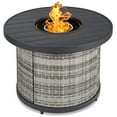 thumbnail image 1 of Best Choice Products 32in Round Gas Fire Pit Table, 50,000 BTU Outdoor Wicker Patio Propane Firepit w/ Cover - Gray, 1 of 8