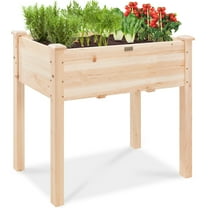 Best Choice Products 34x18x30in Raised Garden Bed, Elevated Wood Planter Box for Kids, Patio w/ Bed Liner - Natural