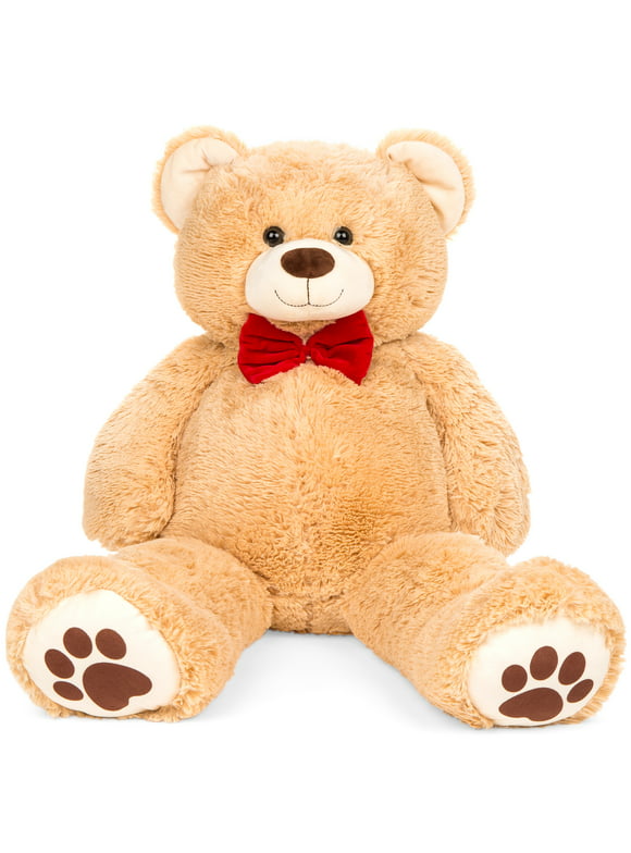 Best Choice Products 35in Giant Soft Plush Teddy Bear Stuffed Animal Toy w/ Bow Tie, Footprints - Brown