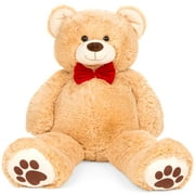 Best Choice Products 35in Giant Soft Plush Teddy Bear Stuffed Animal Toy w/ Bow Tie, Footprints - Brown