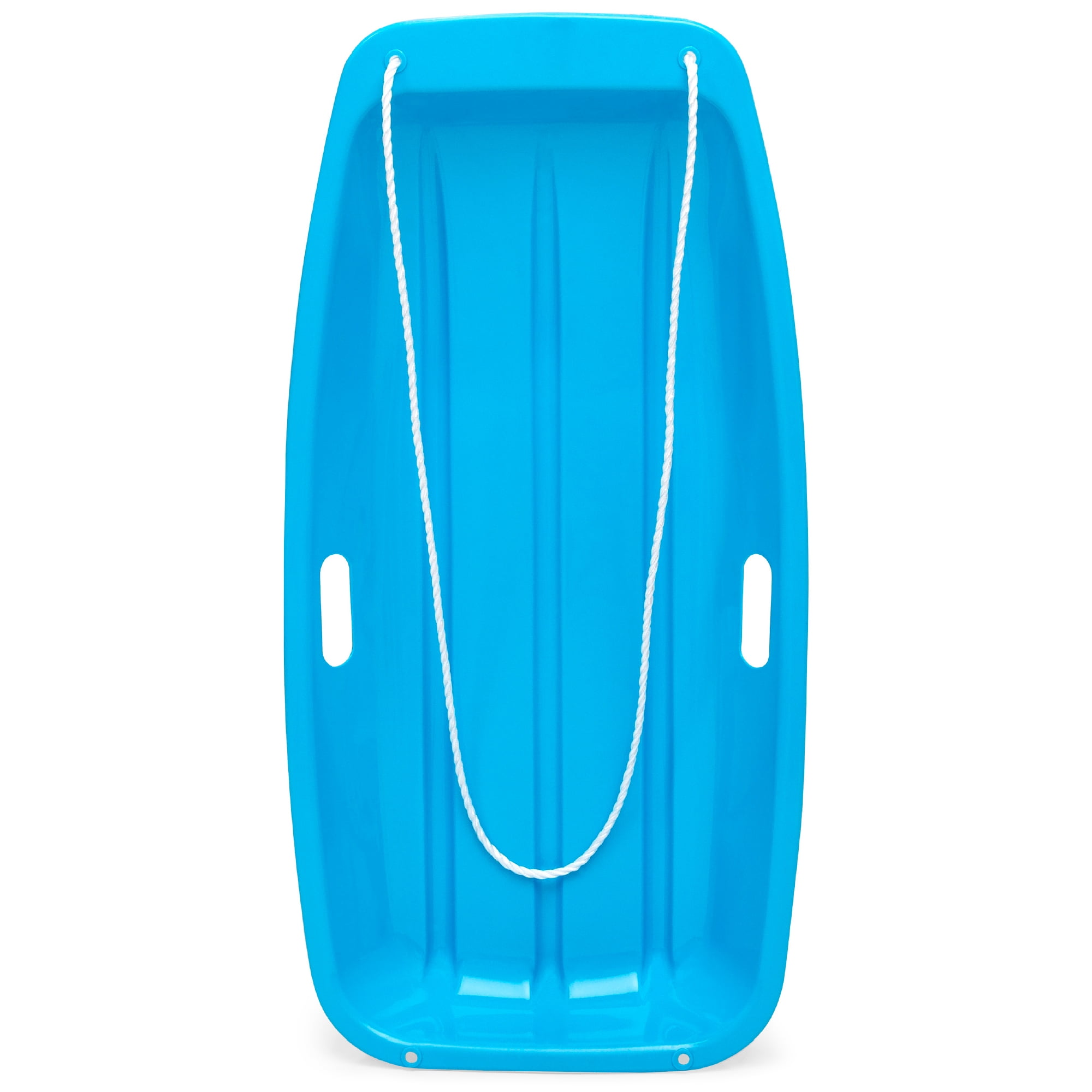 Best Choice Products 35in Kids Outdoor Plastic Sport Toboggan Winter Snow Sled Board w/ Pull Rope, 2 Handles - Ice Blue