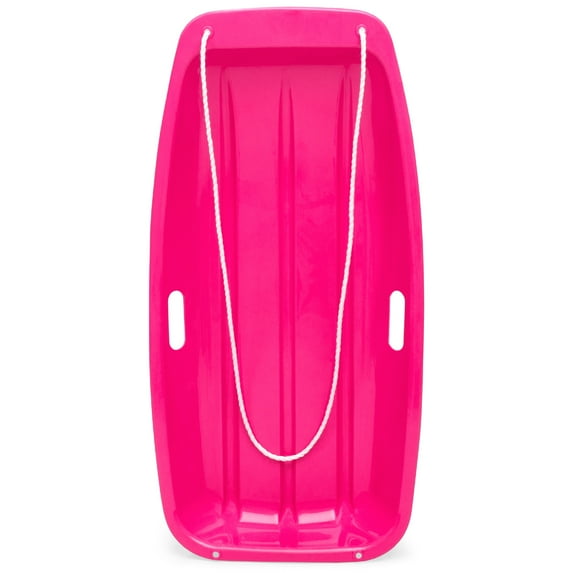 Best Choice Products 35in Kids Outdoor Plastic Sport Toboggan Winter Snow Sled Board w/ Pull Rope, 2 Handles - Pink