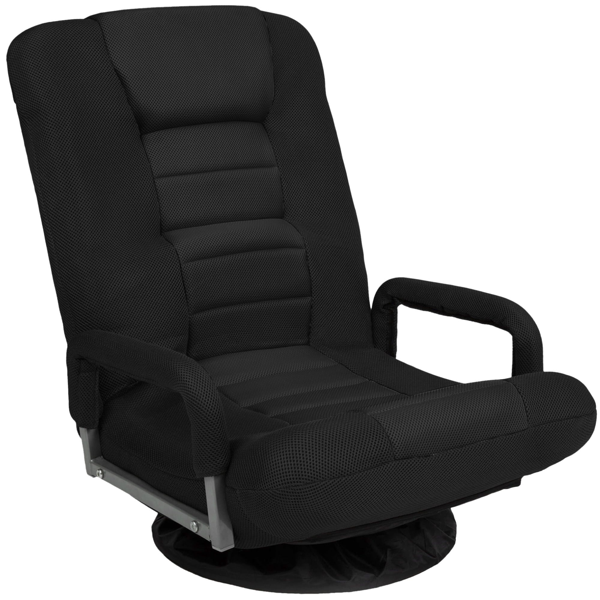 Best Choice Products 360-Degree Swivel Gaming Floor Chair w/ Armrest Handles, Foldable Adjustable Backrest - Black/Black