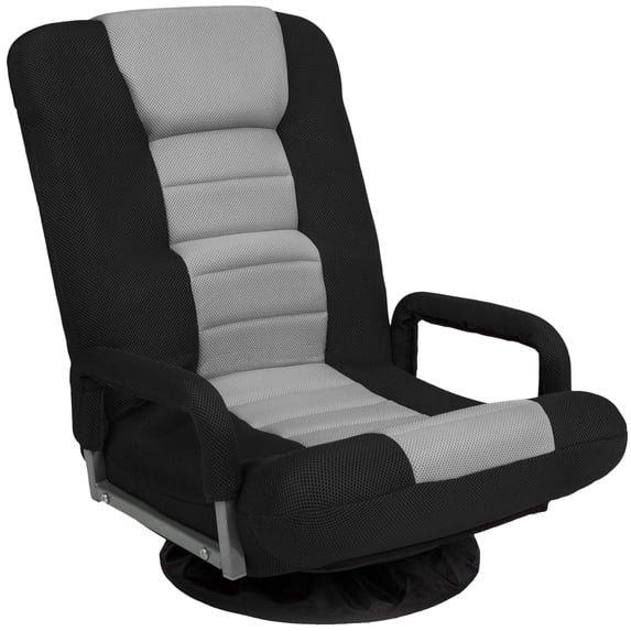 Best Choice Products 360-Degree Swivel Gaming Floor Chair w/ Armrest Handles, Foldable Adjustable Backrest - Black/Gray