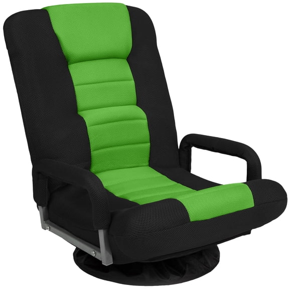 Best Choice Products 360-Degree Swivel Gaming Floor Chair w/ Armrest Handles, Foldable Adjustable Backrest - Black/Green