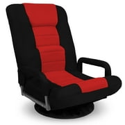 Best Choice Products 360-Degree Swivel Gaming Floor Chair w/ Armrest Handles, Foldable Adjustable Back - Black/Red