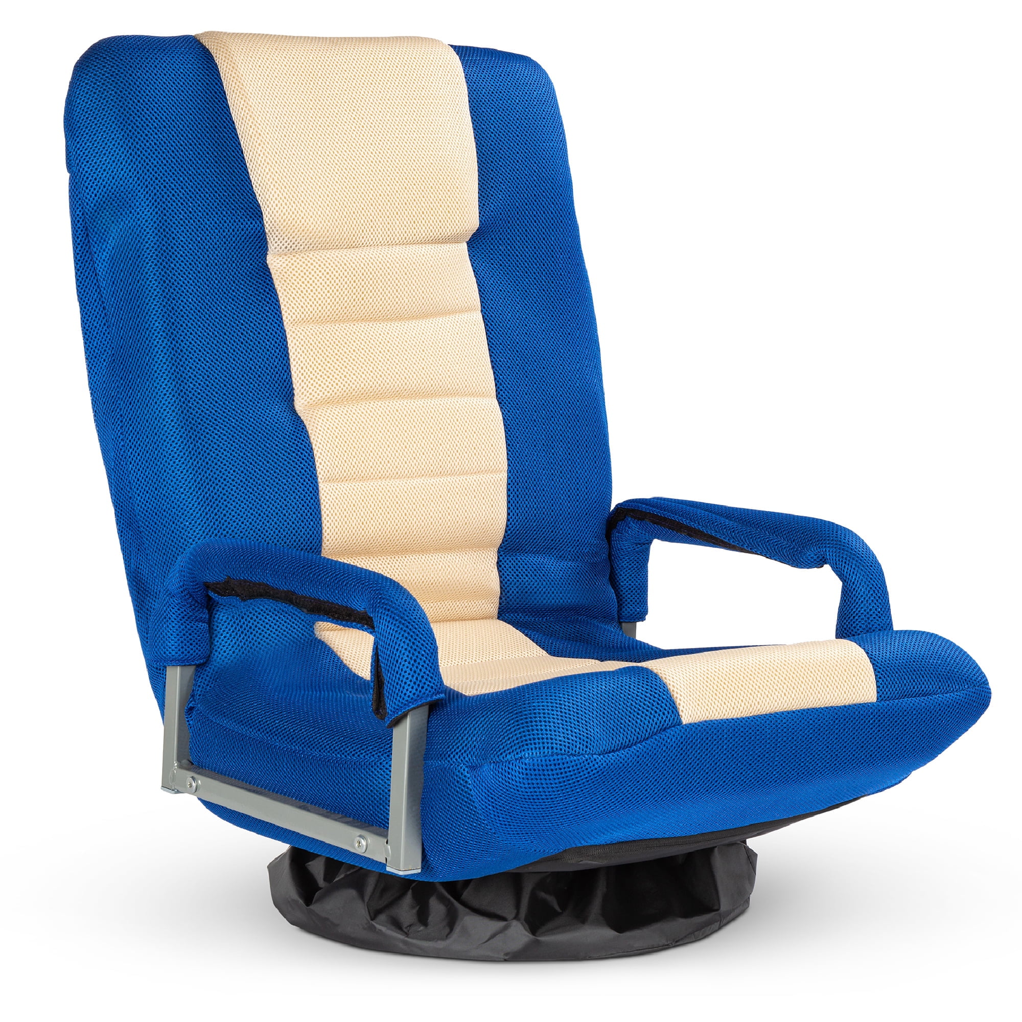 Best Choice Products 360 Degree Swivel Gaming Floor Chair w Armrest Handles Foldable Adjustable Back Blue Beige Walmart