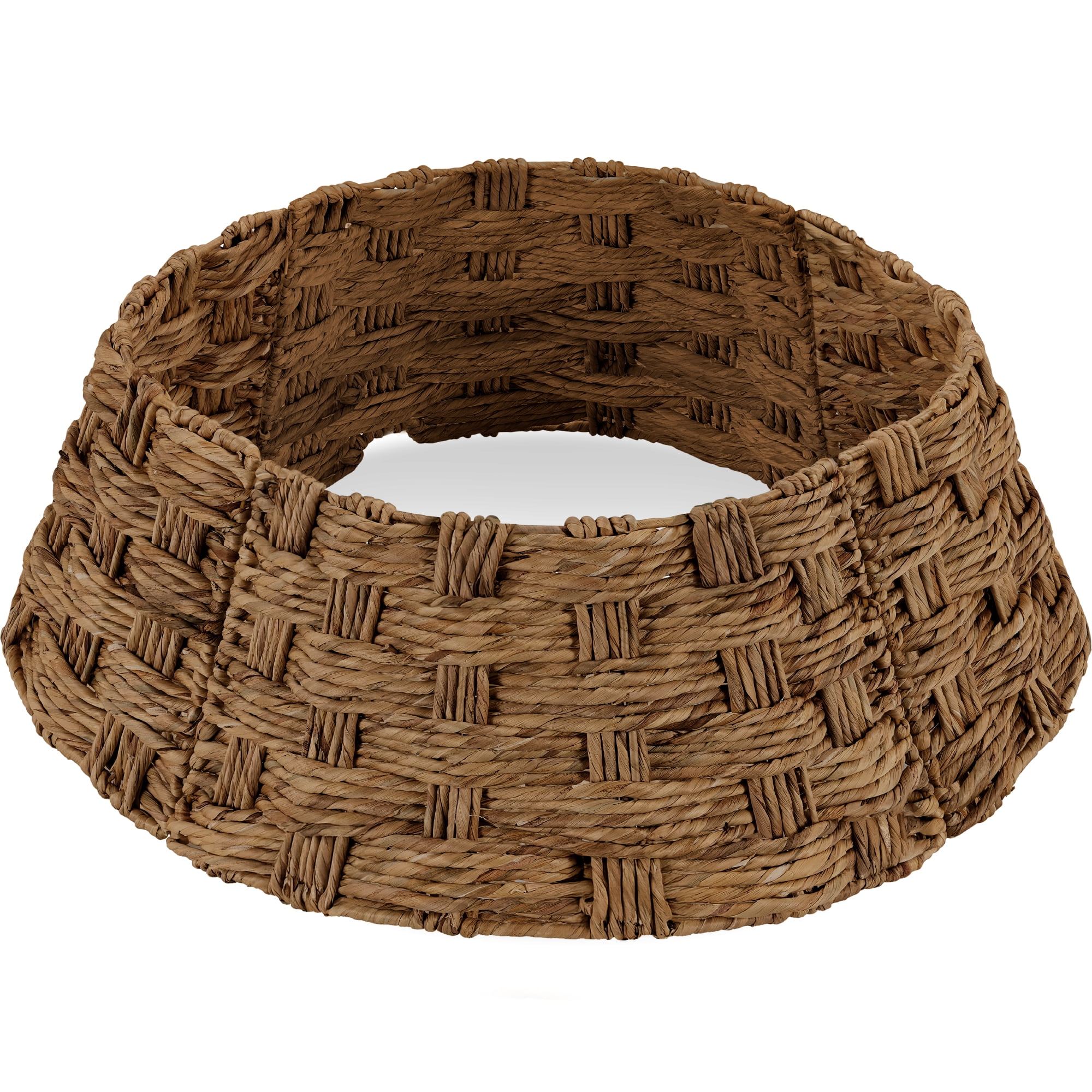 Best Choice Products 36in Basket Woven Hyacinth Christmas Tree Collar, Tree Skirt Accessory w/ Cord Cut-Out - Chestnut