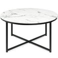 thumbnail image 1 of Best Choice Products 36in Faux Marble Modern Round Living Room Accent Coffee Table w/ Metal Frame - White/Black, 1 of 8