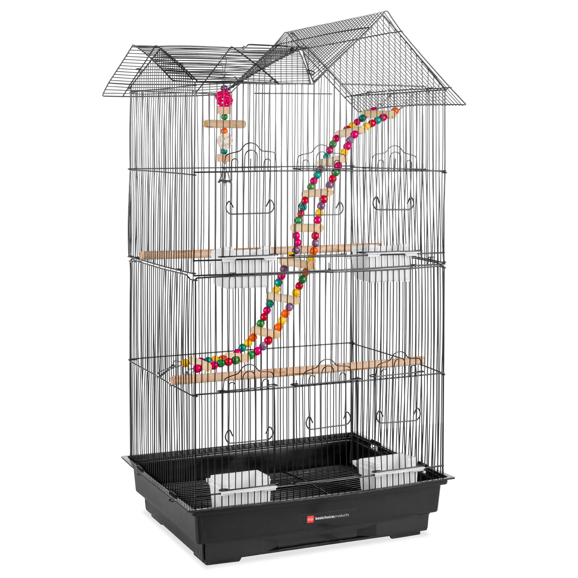 Best Choice Products 36in Indoor Outdoor Iron Bird Cage for Parrot Lovebird w Removable Tray 4 Feeders 2 Toys Walmart