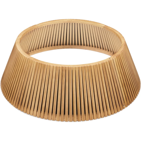 Best Choice Products 36.5in Christmas Tree Collar, Solid Wood Slatted Tree Skirt Holiday Accessory for Home - Natural