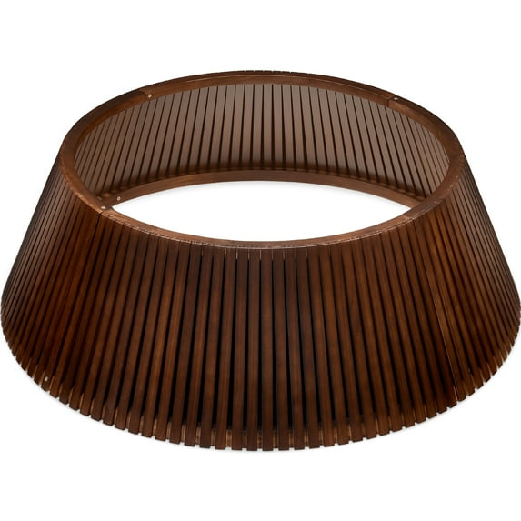 Best Choice Products 36in Wood Slatted Christmas Tree Collar - Walnut