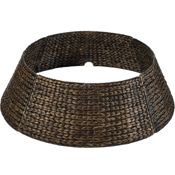 Best Choice Products 36in Woven Hyacinth Christmas Tree Collar, Tree Skirt Accessory w/ Cord Cut-Out - Espresso