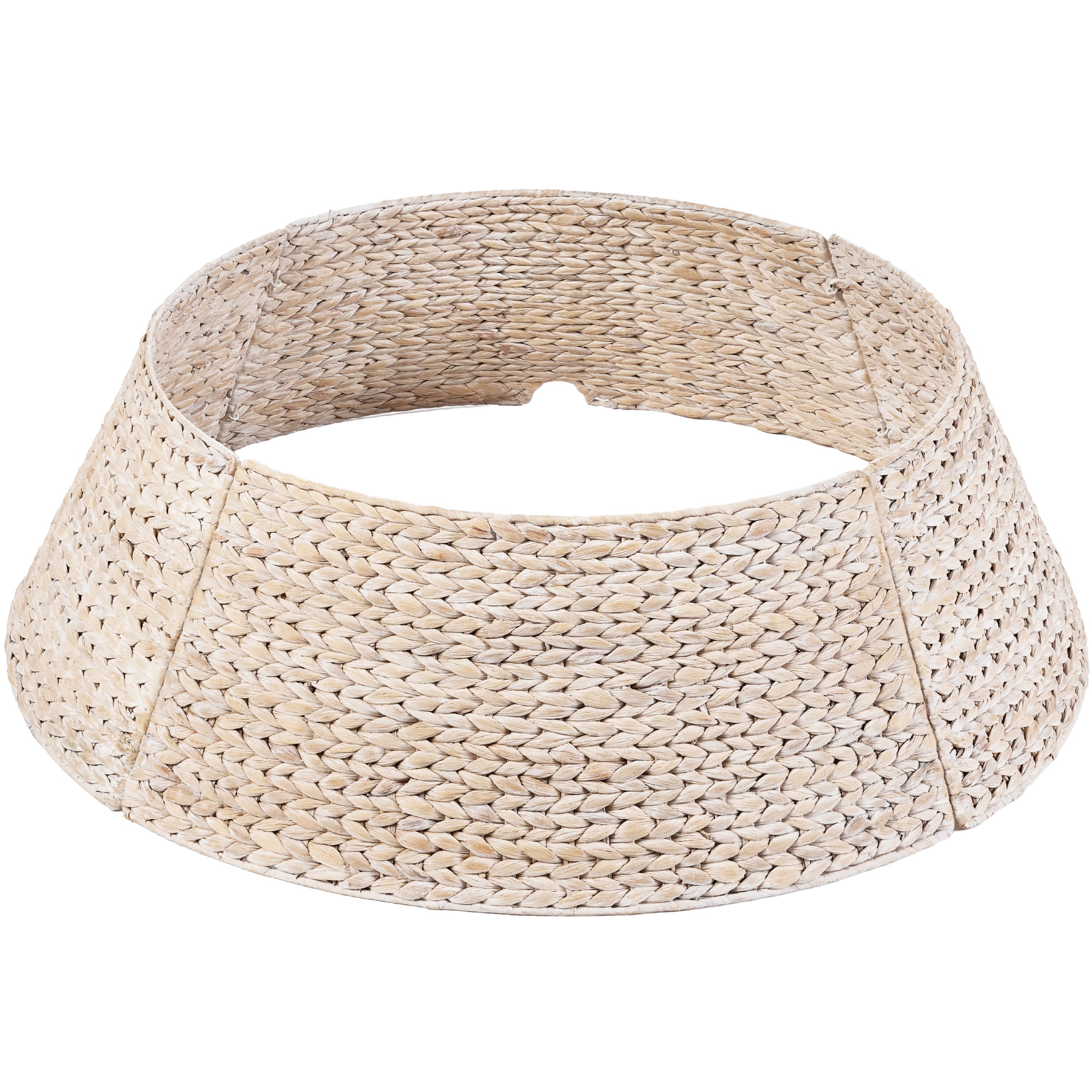 36in Washed White Woven Hyacinth Christmas Tree Collar