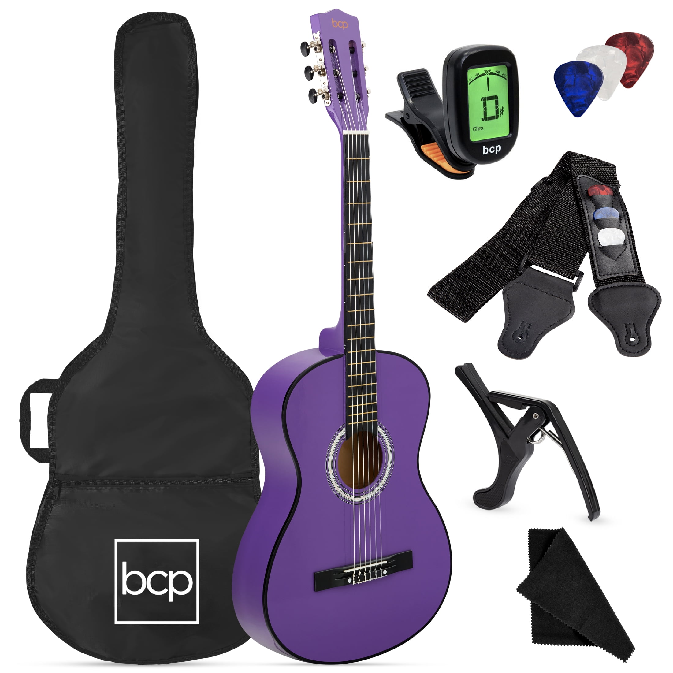 Best Choice Products 38in Beginner Acoustic Guitar Starter Kit w/ Gig Bag,  Strap, Digital Tuner, Strings - Matte Black 