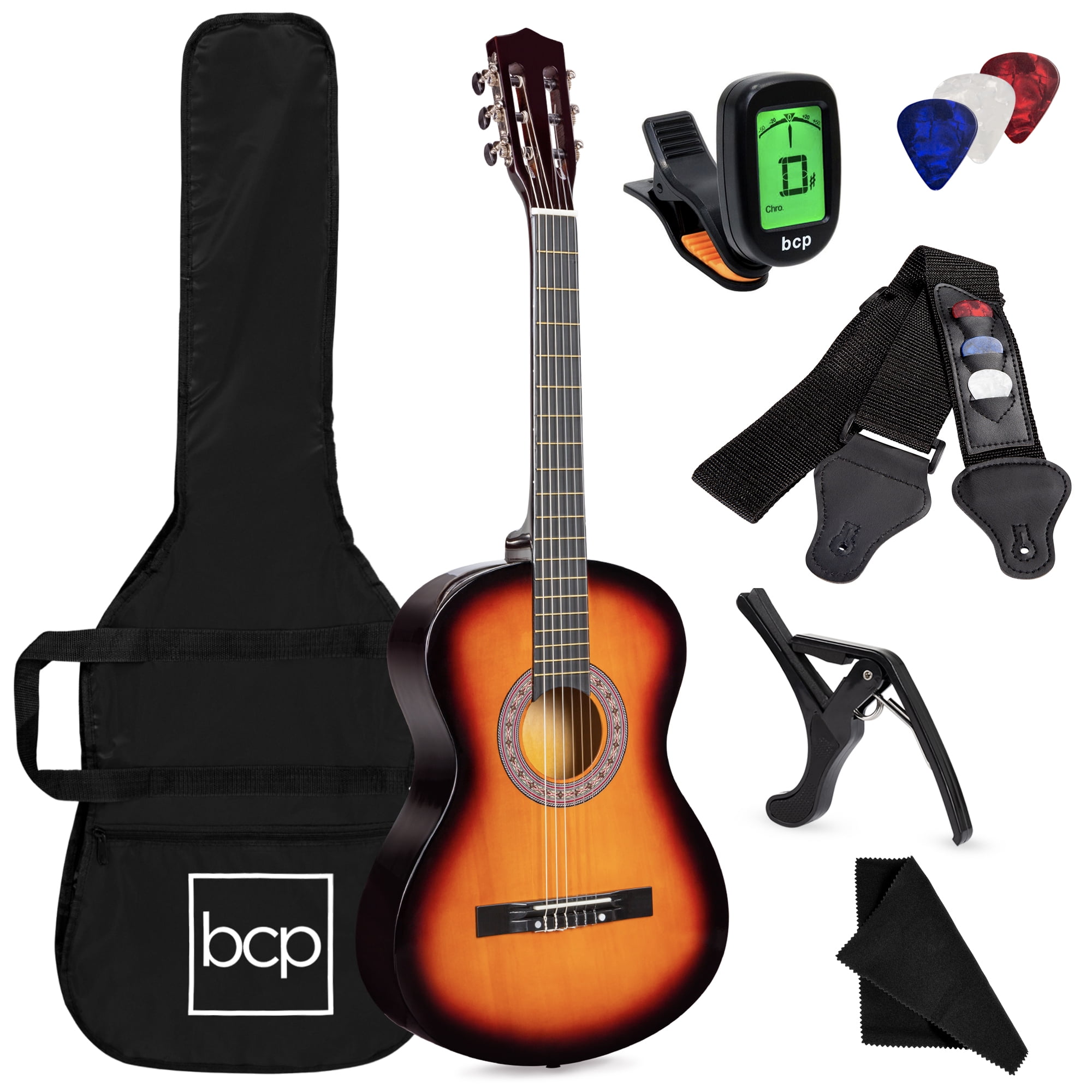 Best Choice Products 38in Beginner Acoustic Guitar Starter Kit w/ Gig Bag,  Strap, Digital Tuner, Strings - Matte Black 