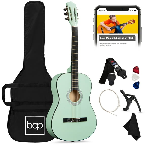 Best Choice Products 38in Beginner Acoustic Guitar Starter Kit w/ Gig Bag, Strap, Extra Strings - SoCal Green