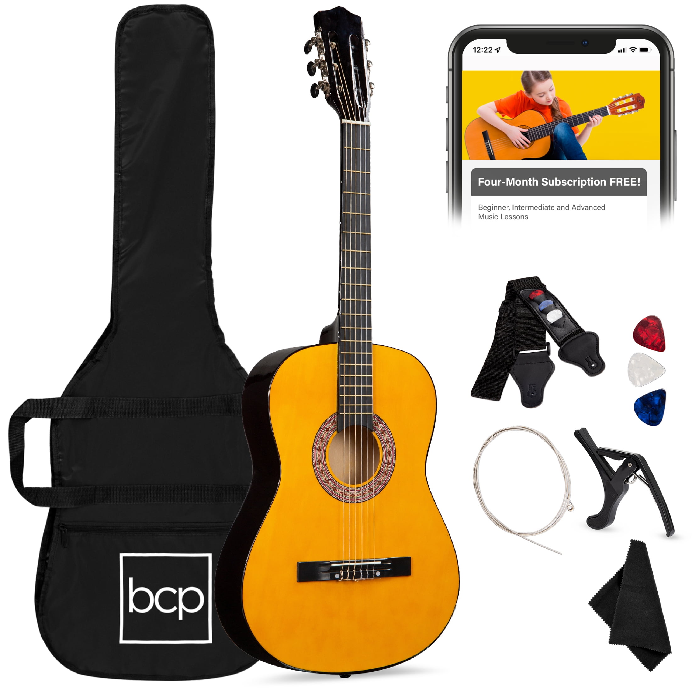Best Choice Products 38in Beginner Acoustic Guitar Starter Kit w/ Gig Bag, Strap, Extra Strings - Natural Best Choice Products 38in Beginner Acoustic Guitar Starter Kit w/ Gig Bag, Strap, Extra Strings - Natural