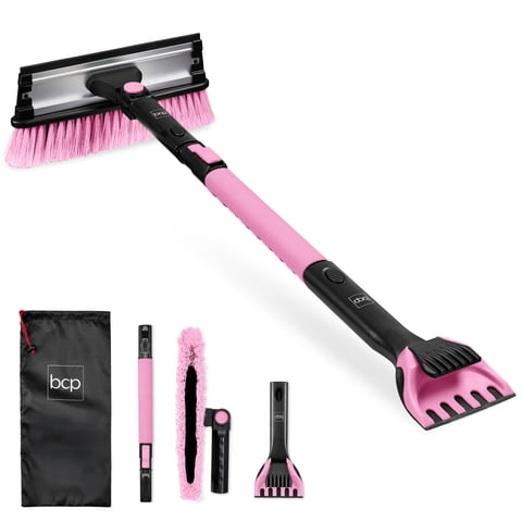 Best Choice Products 39" Extendable Snow Brush with Squeegee & Ice Scraper, Auto Snow Brush, Auto Ice Scraper - Pink
