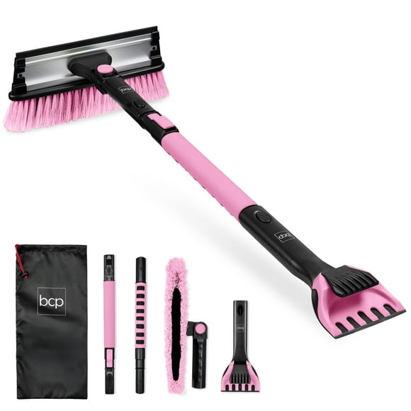 Best Choice Products 39" Extendable Snow Brush with Squeegee & Ice Scraper, Auto Snow Brush, Auto Ice Scraper  - Pink