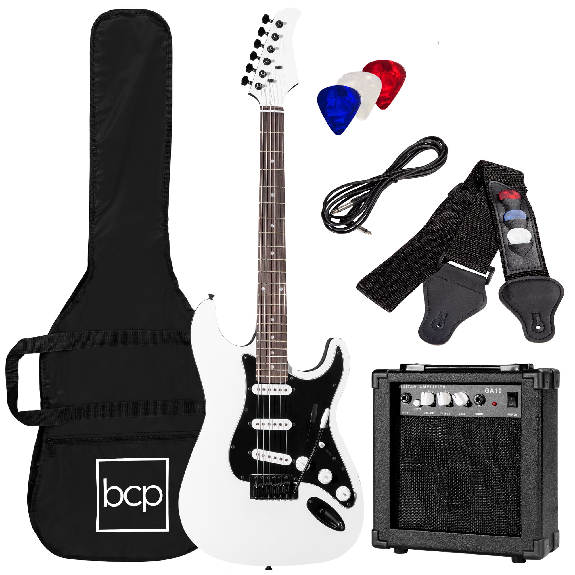 Best Choice Products 39in Full Size Beginner Electric Guitar Kit with Case, Strap, Amp, Whammy Bar - Powder Blue Best Choice Products 39in Full Size Beginner Electric Guitar Kit with Case, Strap, Amp, Whammy Bar - Powder Blue