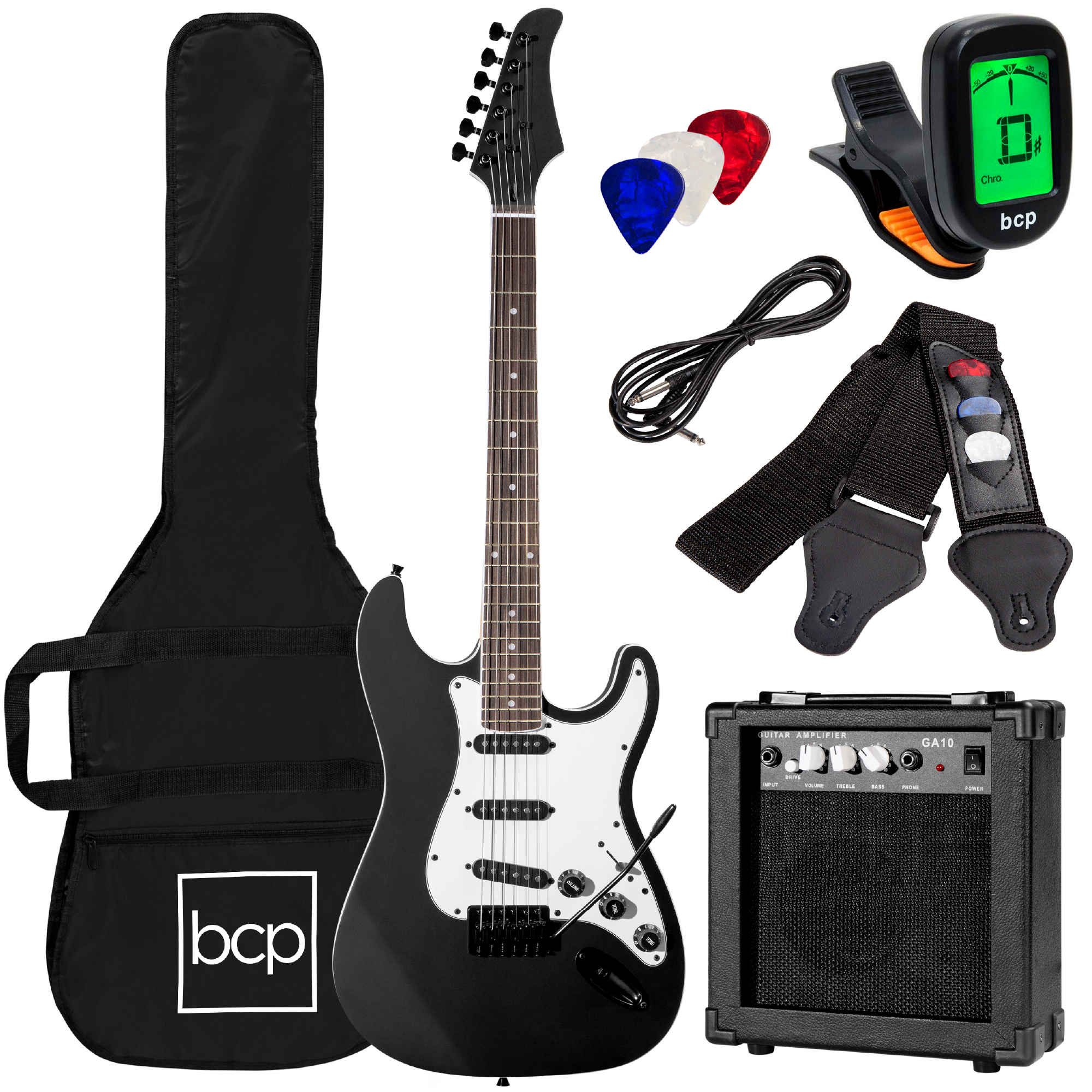 Best Choice Products 39in Full Size Beginner Electric Guitar Kit with Case, Strap, Amp, Whammy Bar - Jet Black - image 1 of 6