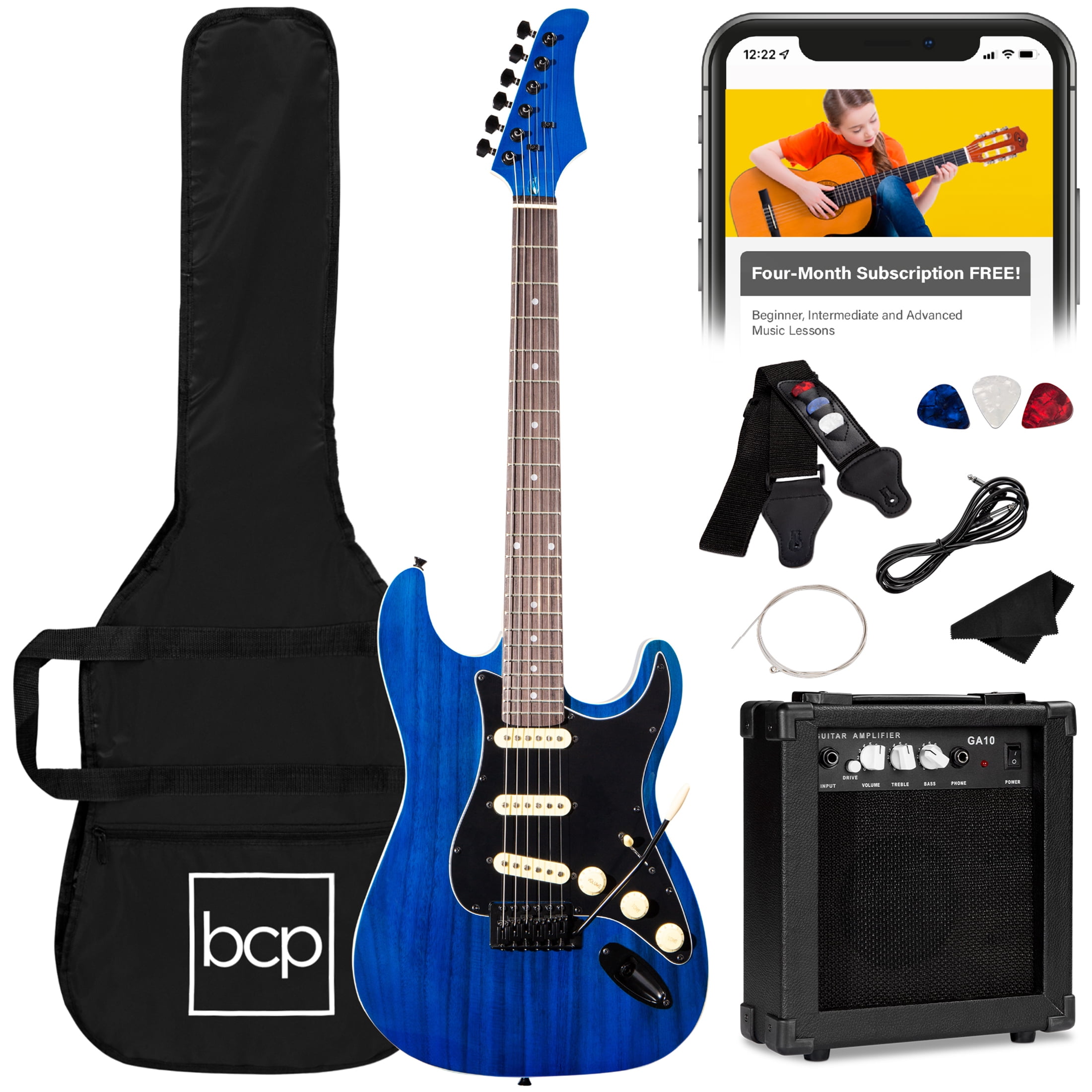 Best Choice Products 39in Full Size Beginner Electric Guitar Kit with Case, Strap, Amp, Whammy Bar Midnight Blue Best Choice Products 39in Full Size Beginner Electric Guitar Kit with Case, Strap, Amp, Whammy Bar Midnight Blue