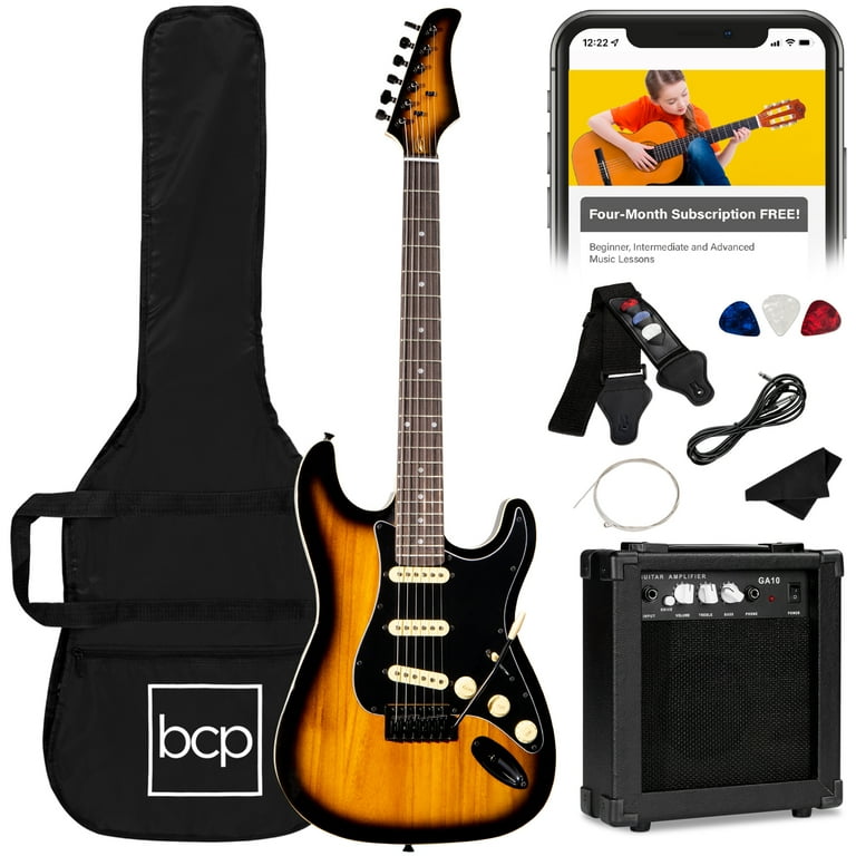 Best Choice Products 39in Full Size Beginner Electric Guitar Kit with Case, Strap, Amp, Whammy Bar - Sunburst Best Choice Products 39in Full Size Beginner Electric Guitar Kit with Case, Strap, Amp, Whammy Bar - Sunburst