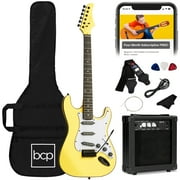Best Choice Products 39in Full Size Beginner Electric Guitar Kit with Case, Strap, Amp, Whammy Bar - Yellow