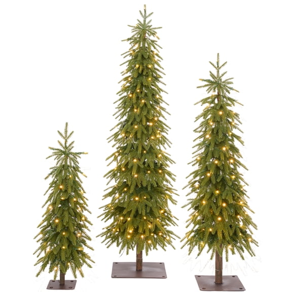 Best Choice Products 3ft/4.4ft/6ft Artificial Downswept Aspen Christmas Tree Twinkling White LEDs Slim Alpine Decor