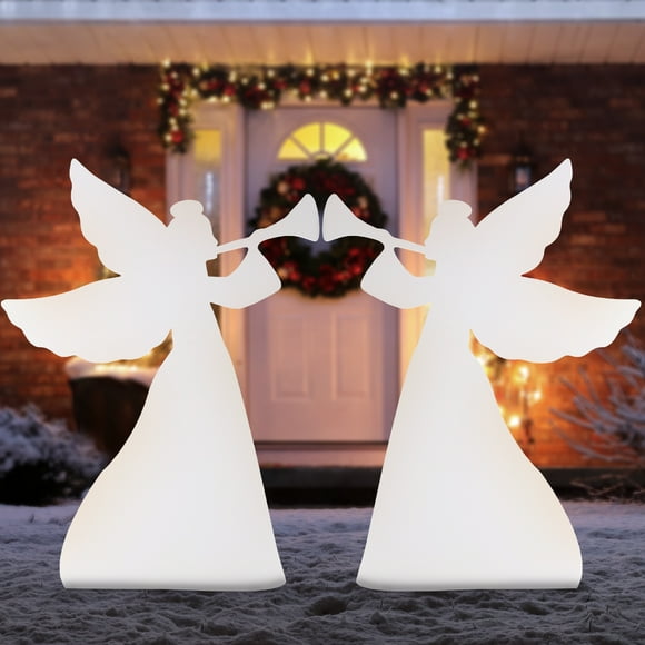 Best Choice Products 3ft Set of 2 Christmas Angel Yard Decorations w/ Weather-Resistant PVC, 4 Stakes