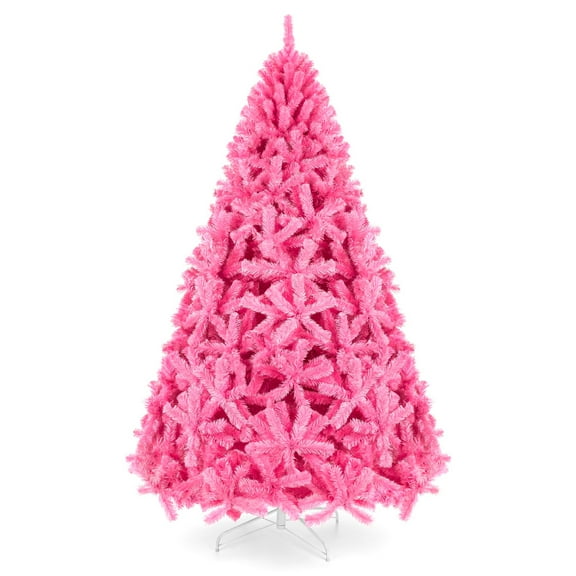 Best Choice Products 4.5ft Artificial Pink Christmas Full Tree Festive Holiday Decoration w/ 362 Branch Tips, Stand